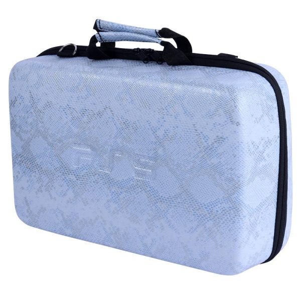 کیف کنسول بازی PS5 Slim چرمی پوست ماری آبی نقره ای